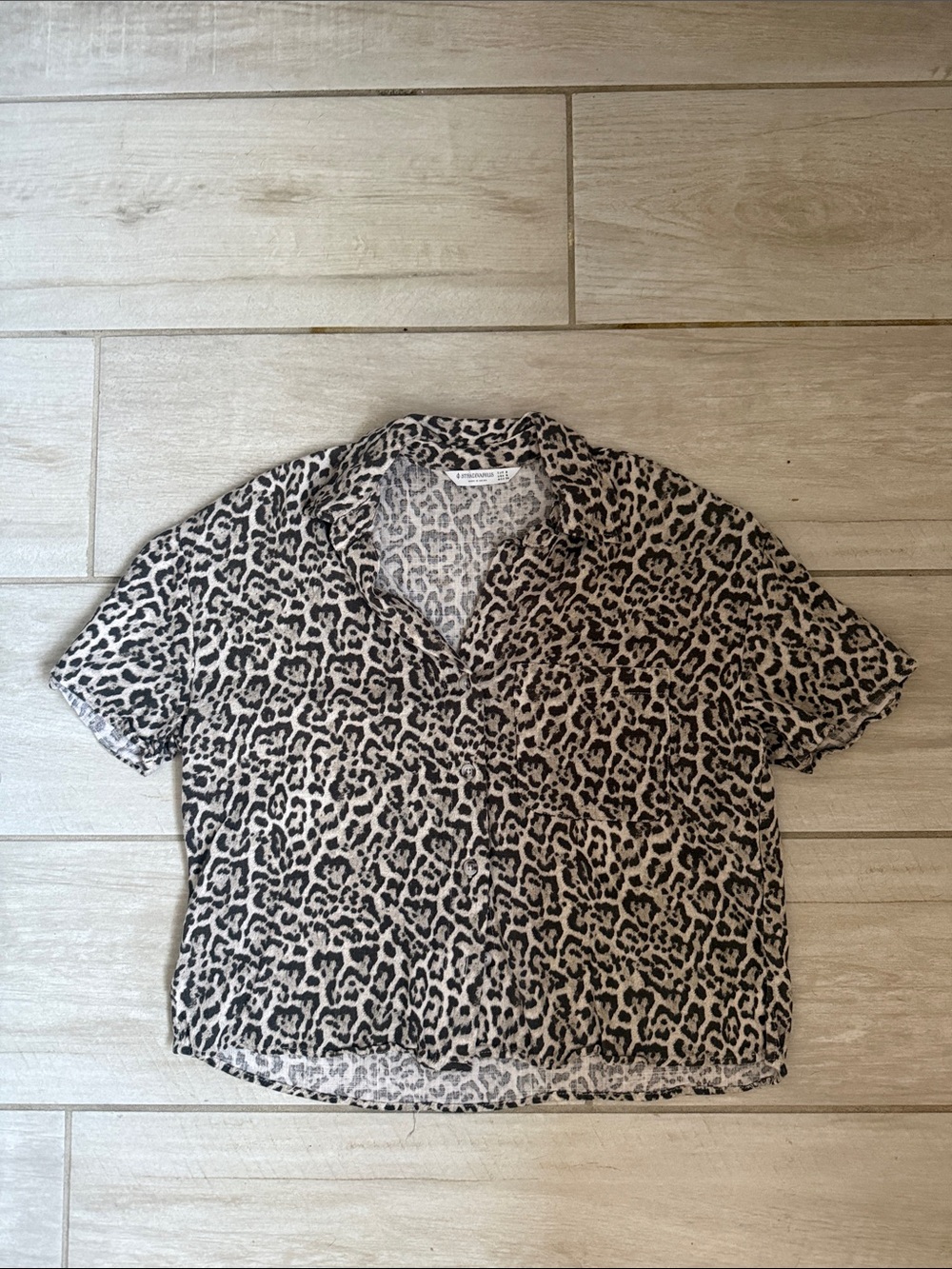 Stradivarius Leopard Print Shirt - Beige & Black